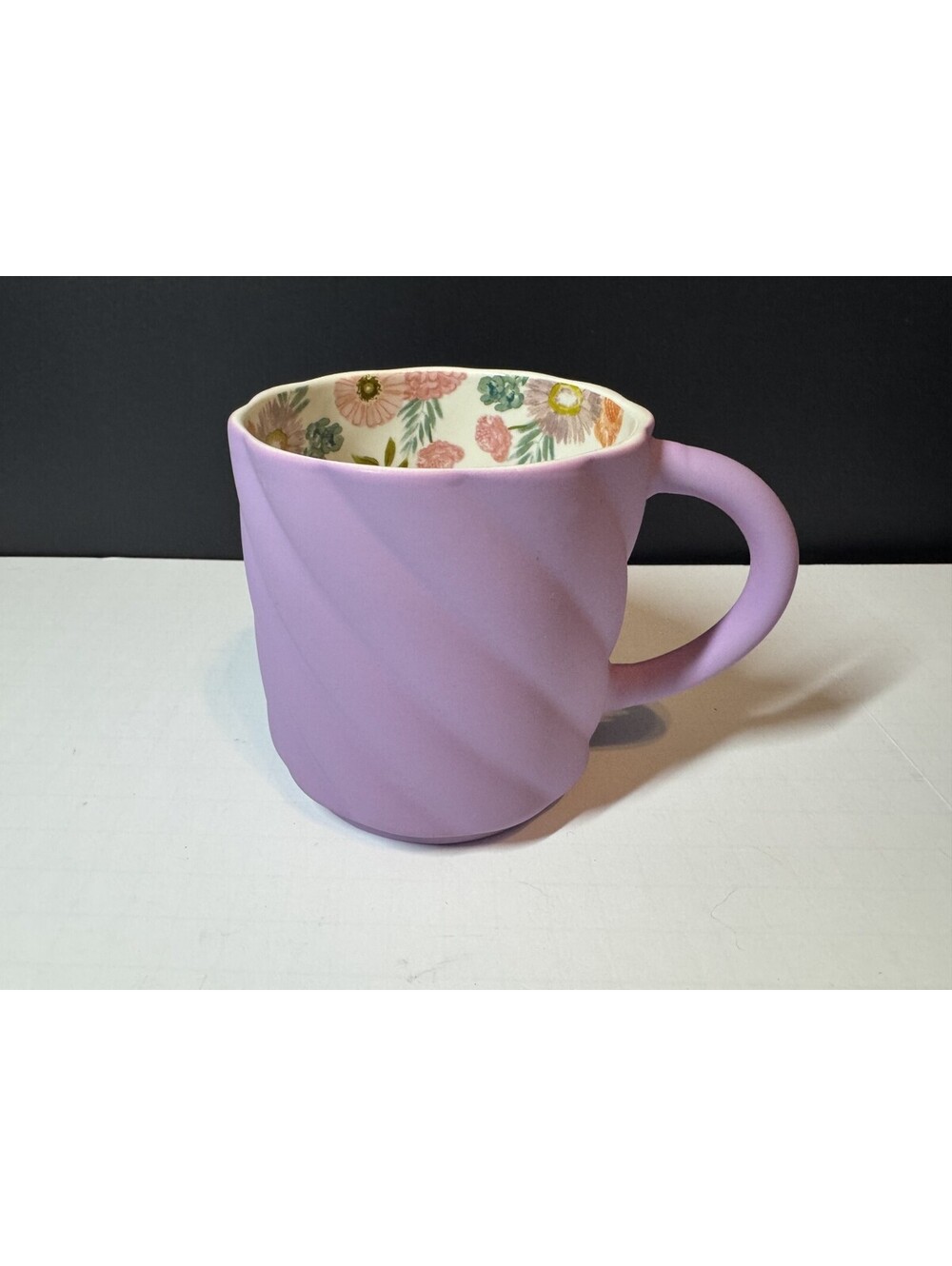 Papyrus 20oz Soft Touch Mug Lavender with Floral Interior #595